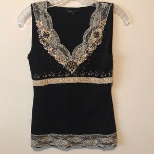 Perri NY- one of a kind lace and beaded sleeveless sweater.  NEVER WORN